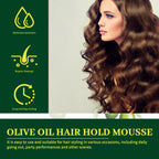 Olive Oil Hair Styling Mousse Long Lasting Reduces Frizz Prevents Breakage Maintains Curls