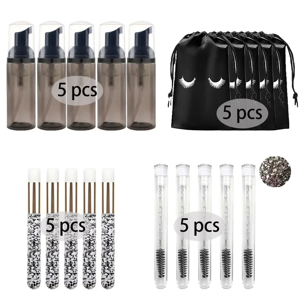 20/40PCS Suit 60ML Empty Pump Bottle Eyelash Shampoo Tool Travel Foam Dispenser Bottle Plastic Cleanser Soap Care