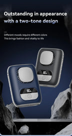 3CM Thin Tiny Portable Waist Fan 4000mAh Clip On Personal Neck Fan LED 12H 5 Speeds 10500RPM Strong Airflow with Lanyard