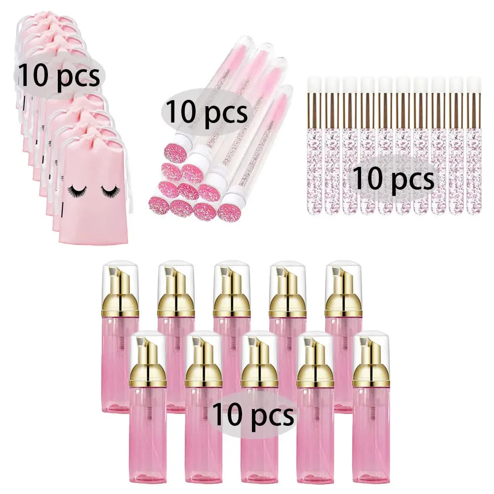 20/40PCS Suit 60ML Empty Pump Bottle Eyelash Shampoo Tool Travel Foam Dispenser Bottle Plastic Cleanser Soap Care