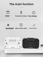 Alarm Clock Digital LED Electronic Backlight Snooze Calendar Home Office Desktop Screen Display Watch