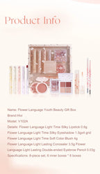 8-Piece Beauty Set with Lipstick Concealer Eyeshadow Eyebrow and Blush Makeup