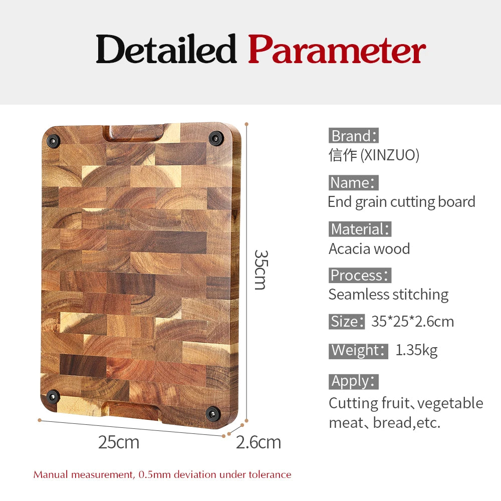 XINZUO Acacia Wood Cutting Board Cut Bread Fruit Meat Wooden Chopping Blocks Non-Slip Kitchen Tools