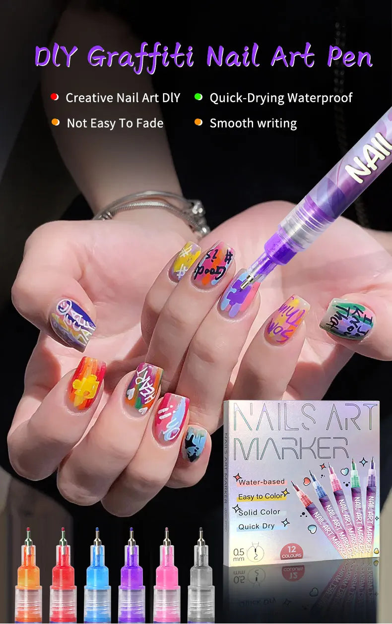 Nail art Markers Customized Special Needle Tube Pens Hand Drawn Outline Acrylic Paint