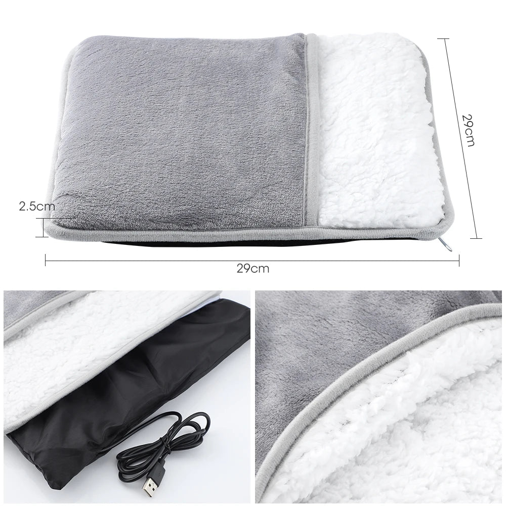 USB Portable Hand Warmer Rechargeable Plush Reusable Electric Heater Home Winter Feet Abdomen