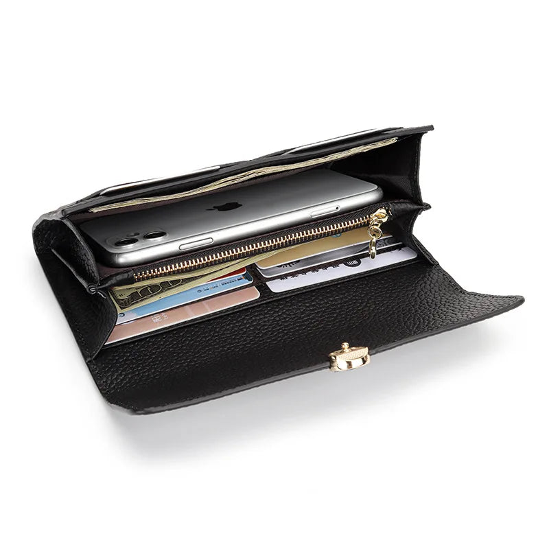 Women's Wallet Full Leather Long Wallet First Layer Cowhide Leather Clutch