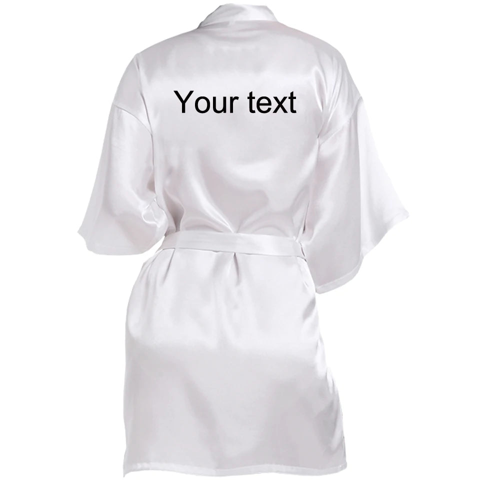 Customized Name Date Wedding Bathrobe Faux Silk Bridal Robe Bridesmaid