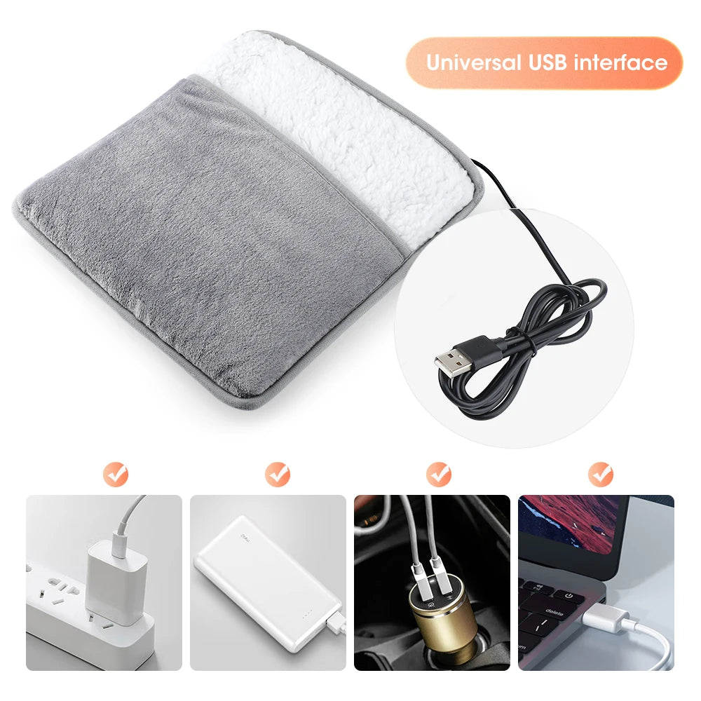 USB Portable Hand Warmer Rechargeable Plush Reusable Electric Heater Home Winter Feet Abdomen