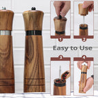 Wood Salt and Pepper Mills Set (with spare ceramic and brush)  Kitchen