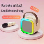 K12 Karaoke Machine 1/2 Wireless Microphones Portable 5.3 PA Bluetooth Speaker System RGB Lights Audio Home KTV
