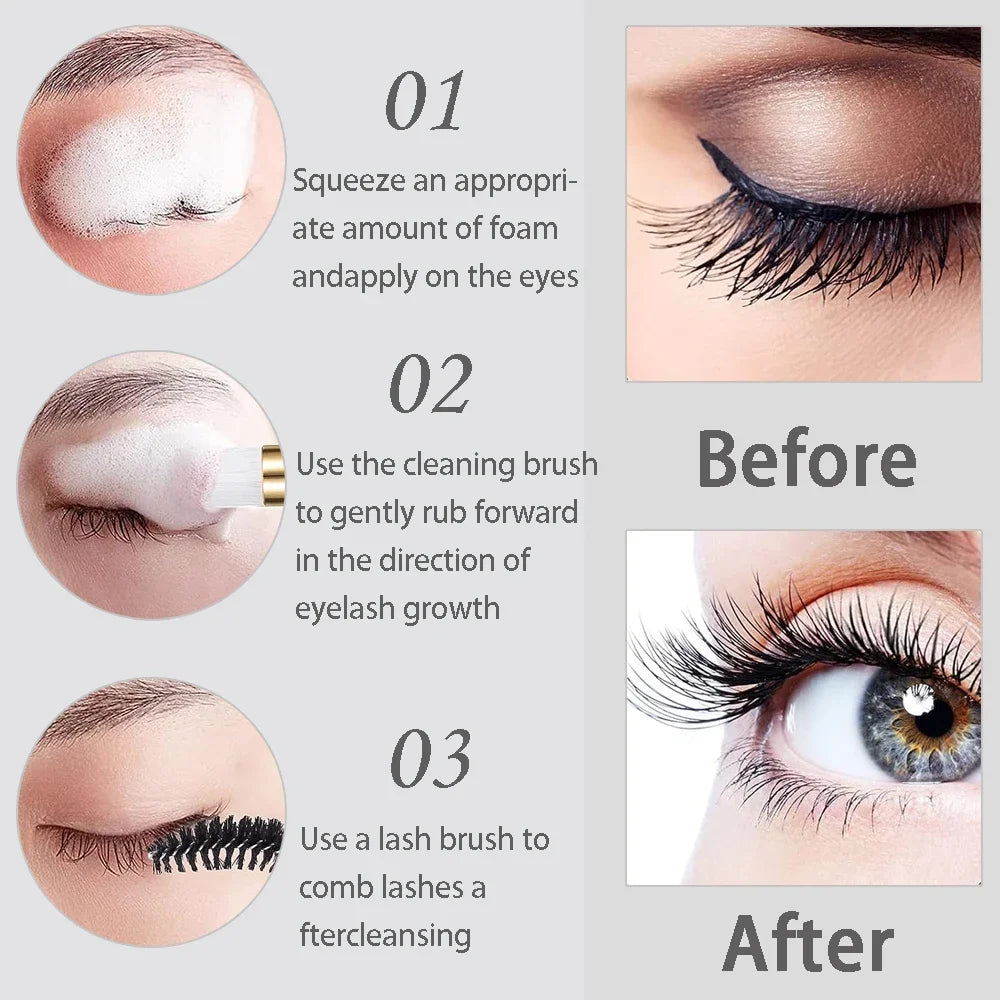 20/40PCS Suit 60ML Empty Pump Bottle Eyelash Shampoo Tool Travel Foam Dispenser Bottle Plastic Cleanser Soap Care