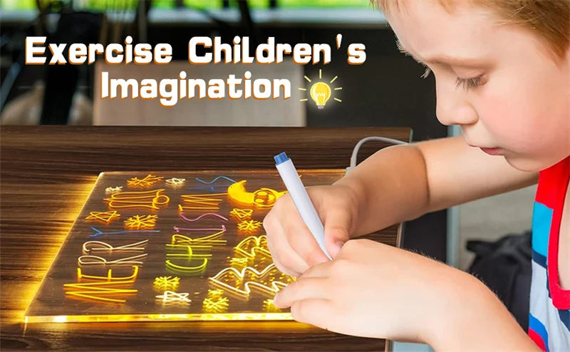 Luminous Acrylic Drawing Magic Led Transparent Board Note Board Kids Educational Gift With Stand 7 Color Markers