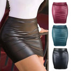 High-waist Tight Hip-hugging Skirt Sexy Imitation Leather