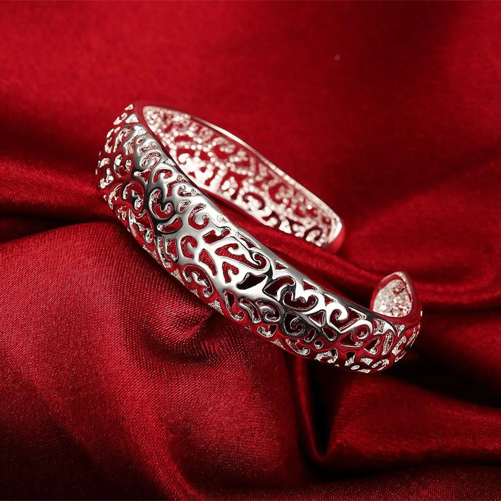 Trendy 925 Sterling Silver Bracelet Fashion Jewelry Adjustment Cuff