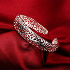 Trendy 925 Sterling Silver Bracelet Fashion Jewelry Adjustment Cuff
