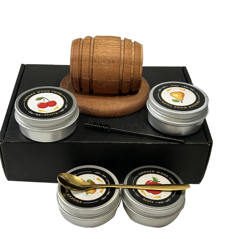 Whiskey Smoker Kit with Wood Chips 4 Flavors Old Fashioned Drink Smoker Infuser Cocktails Bourbon Gifts