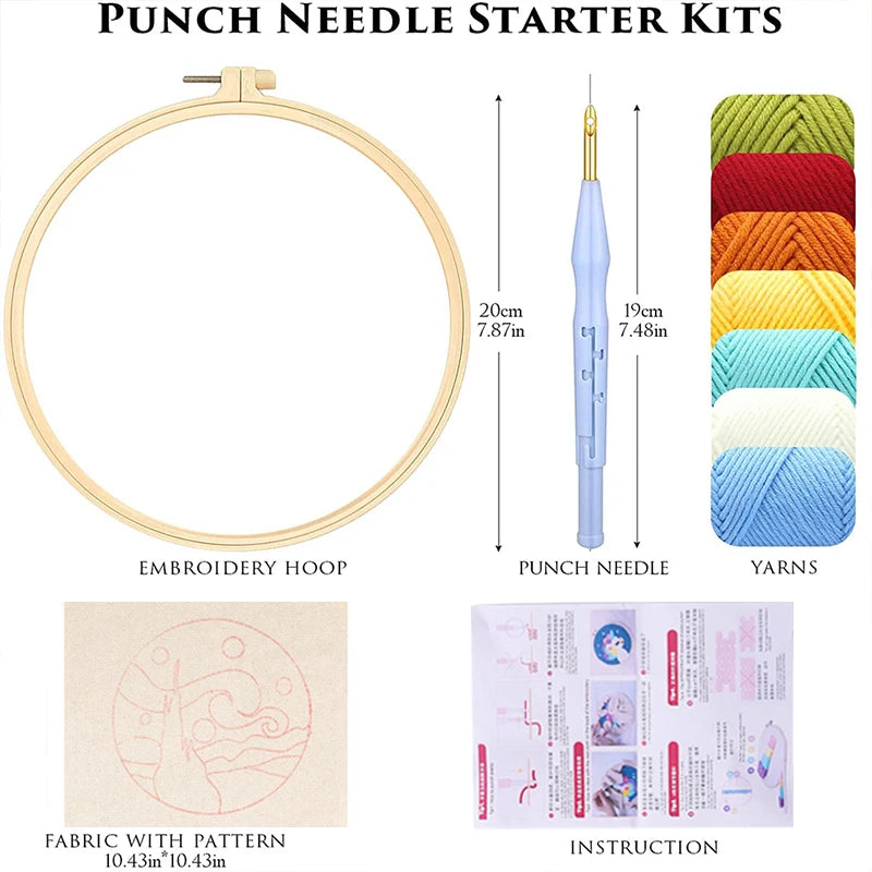 Punch Needle Kits for Beginners Adults Embroidery Starter Craft Tools Ocean Life Theme DIY Wall Art Gift for Women