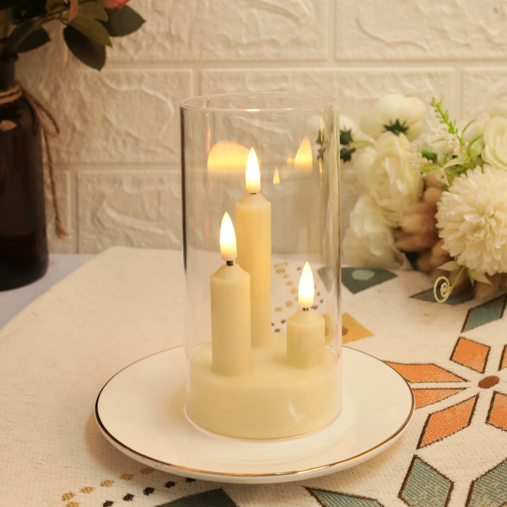 Flameless 3 in 1 LED Taper Candles with 15CM Battery Operated Flickering Electric Window Candles for Christmas Wedding