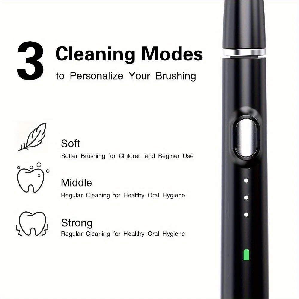 Electric Toothbrush Portable USB Rechargeable 6 Replaceable Heads Suitable for Travel