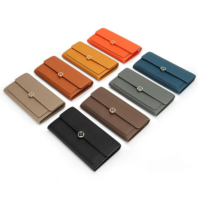 Women's Wallet Full Leather Long Wallet First Layer Cowhide Leather Clutch