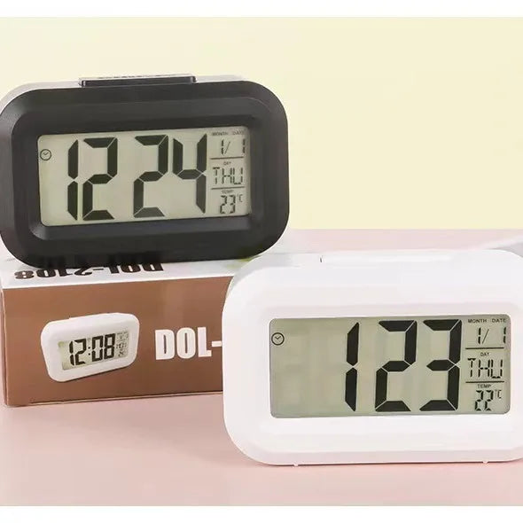 Alarm Clock Digital LED Electronic Backlight Snooze Calendar Home Office Desktop Screen Display Watch