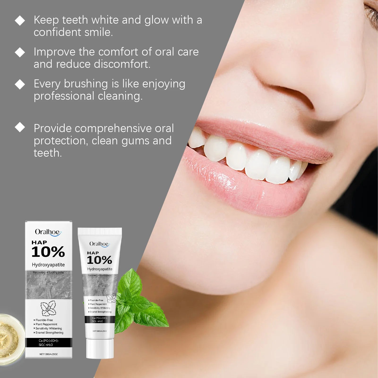 Whitening Teeth Toothpaste Enamel Repair Oral Hygiene Stain Removal Fresh Breath Hydroxyapatite