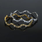 Personality Wave Shape Bangles 58mm Cubic Zirconia Brass Gold/Platinum Plated Bracelet