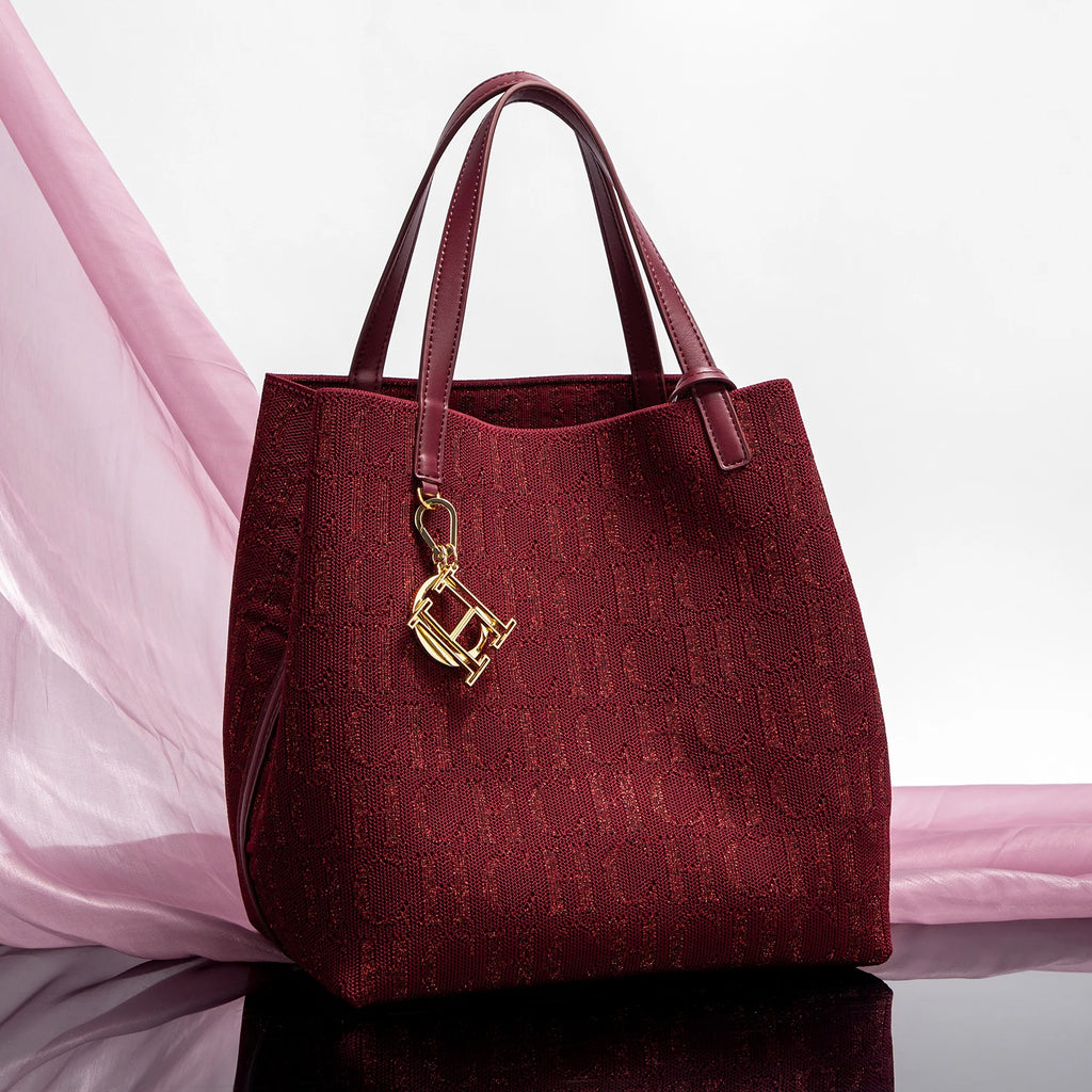 Fashion New Solid Color Women's Bucket Bag Large Capacity Letter Design Small Card Bag Accessories Handbag