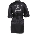 Customized Name Date Wedding Bathrobe Faux Silk Bridal Robe Bridesmaid