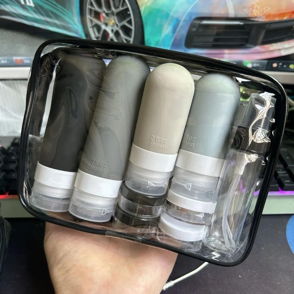 17/4Pcs Travel Bottles Set Leak Proof Refillable Shampoo Conditioner Lotion Liquid Empty