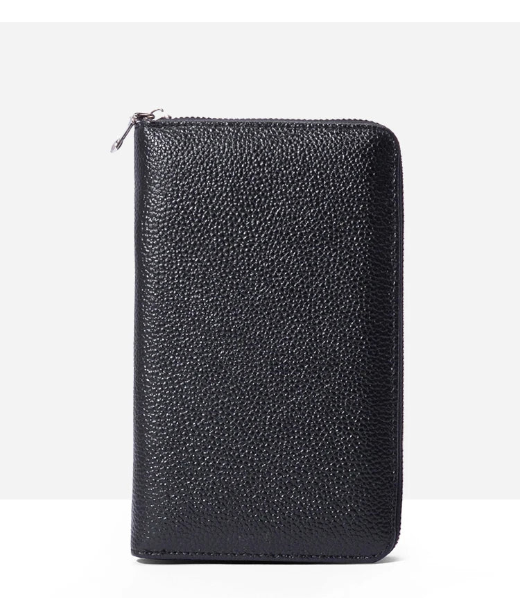 RFID Anti-Theft Cowhide Leather Wallet Brush Head Layer Large Capacity