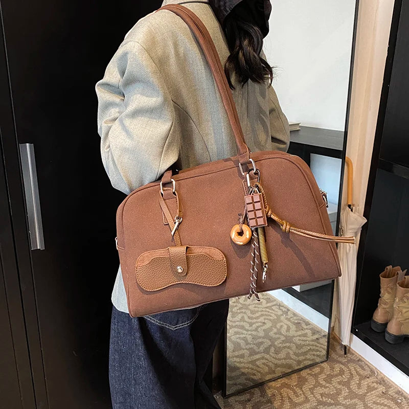Big Size Women Bags Suede Large Capacity Shoulder Crossbody With Long Strap