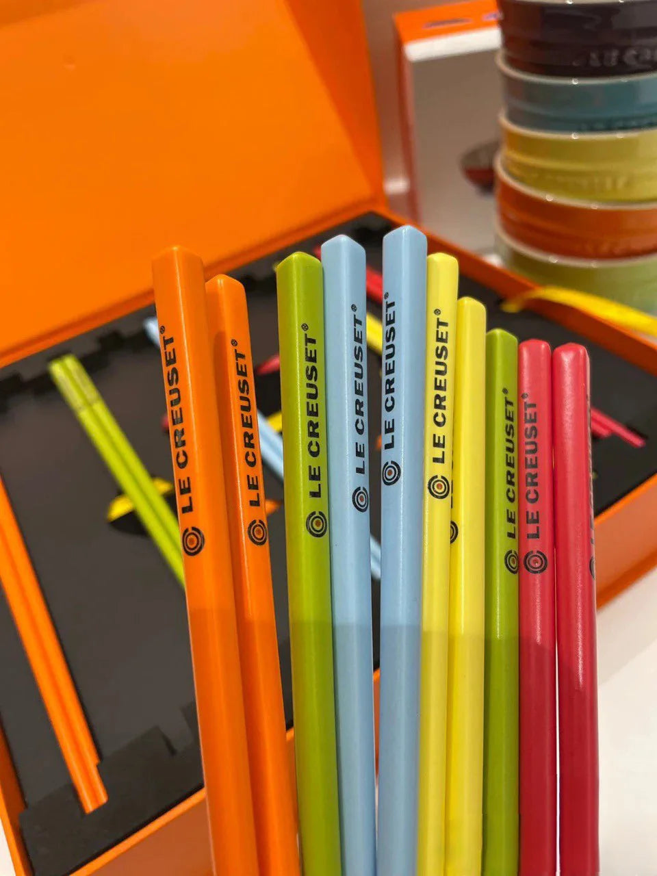 LE CREUSET Rainbow Ceramic Chopsticks Set Gift Box Colorful Tableware Kitchen Dining Accessories