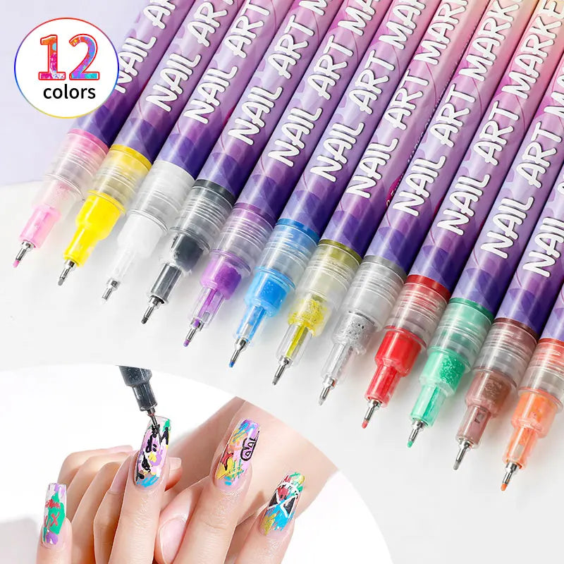 Nail art Markers Customized Special Needle Tube Pens Hand Drawn Outline Acrylic Paint
