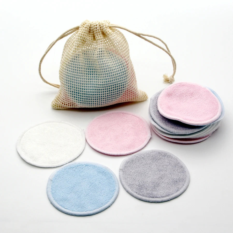 12PC Reusable Round Cotton Pads Makeup Remover Washable Round Bamboo Nursing