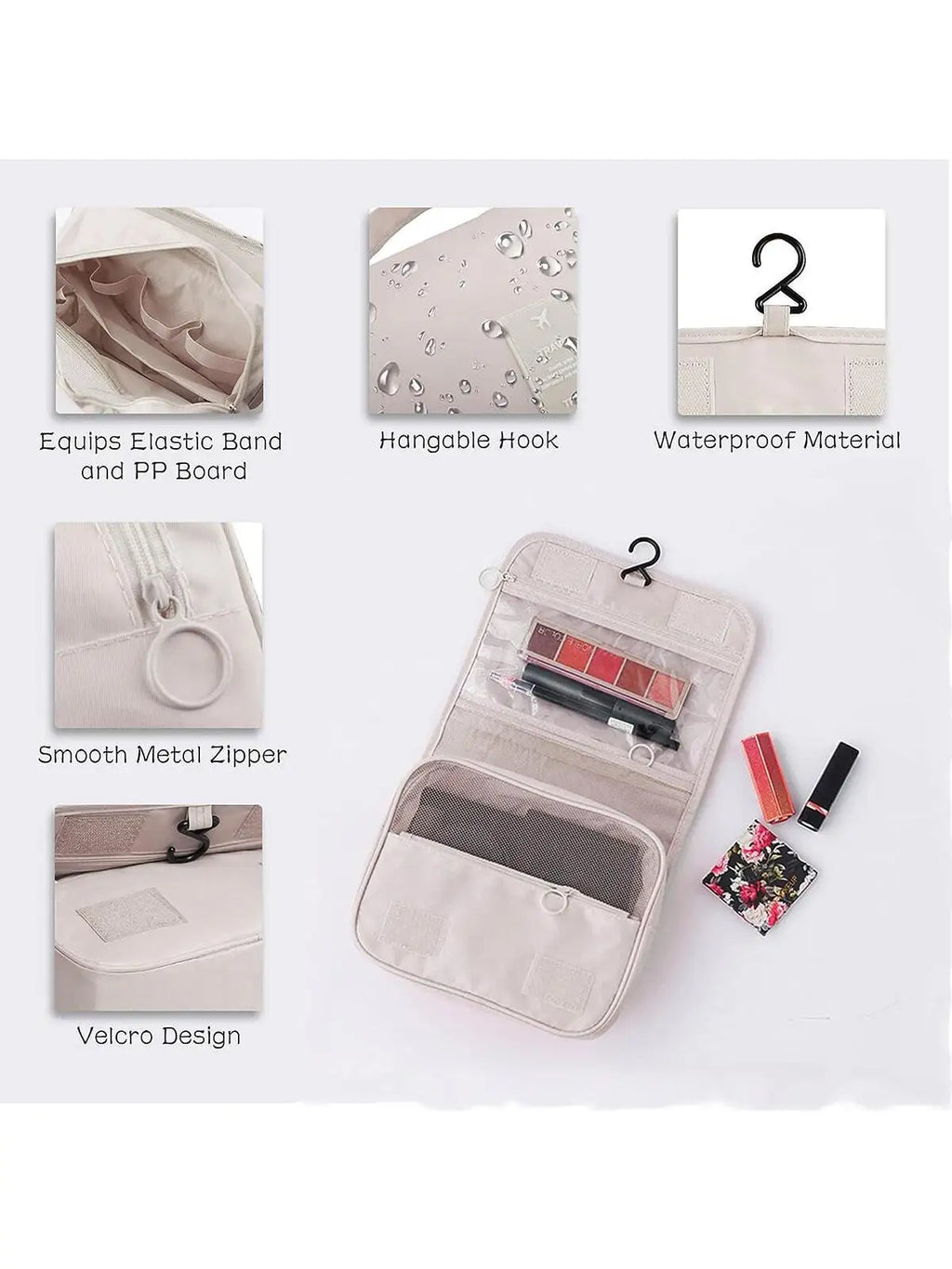 Travel Makeup Bag Waterproof Toiletries Organizer Hook Wash Storage