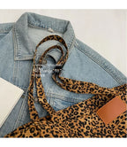 Oversized Leopard Print Shoulder Bag Women Canvas Large Capacity Shopping Tote