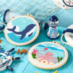 Punch Needle Kits for Beginners Adults Embroidery Starter Craft Tools Ocean Life Theme DIY Wall Art Gift for Women