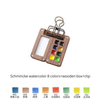 Portable Travel Watercolor Set Schmincke 8 Colors Mini Walnut Paint Box Sketchbook Supplies