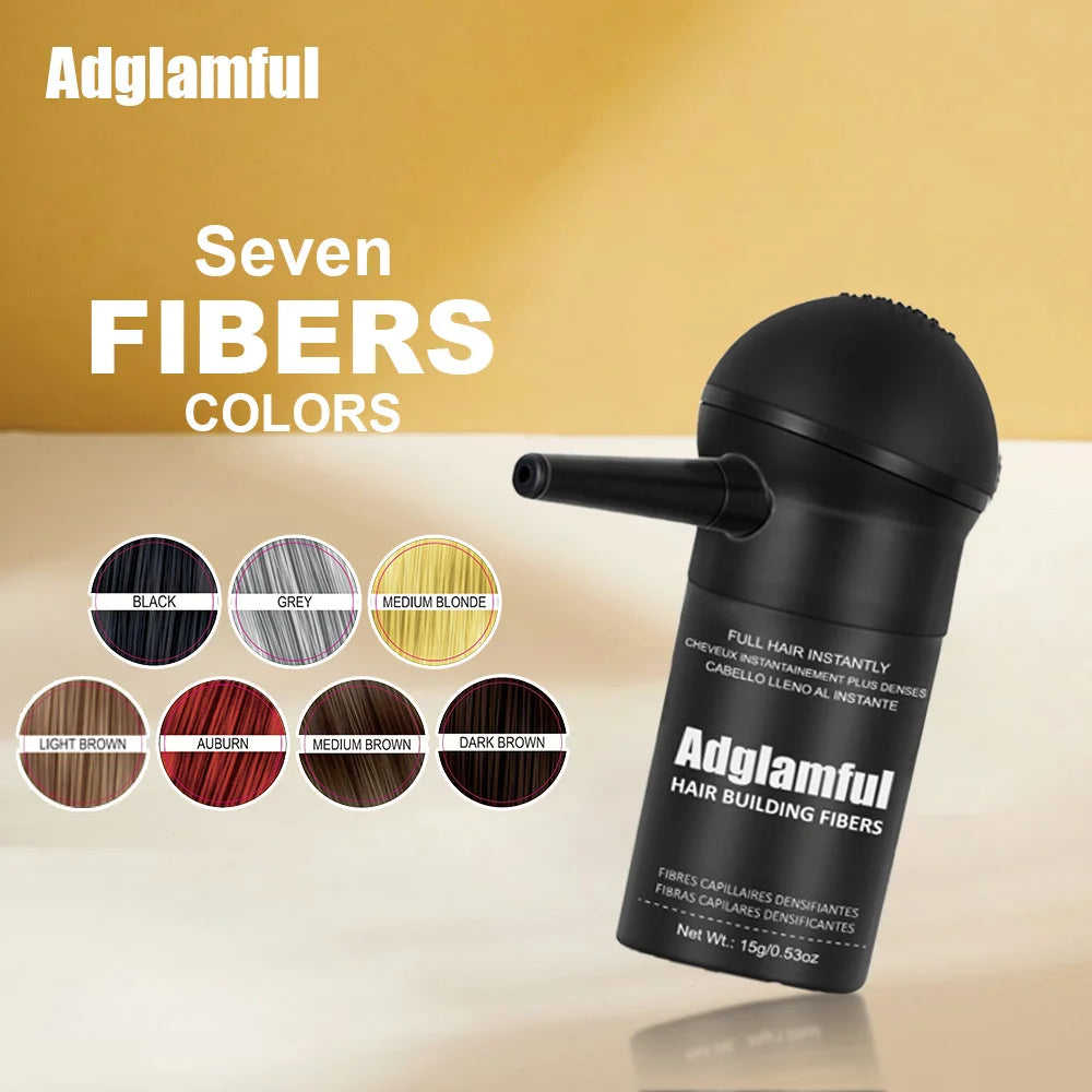 "Adglamful Hair Fiber Kit 15g Unisex Adds Volume Conceals Thinning Fills Hairline