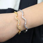 Personality Wave Shape Bangles 58mm Cubic Zirconia Brass Gold/Platinum Plated Bracelet
