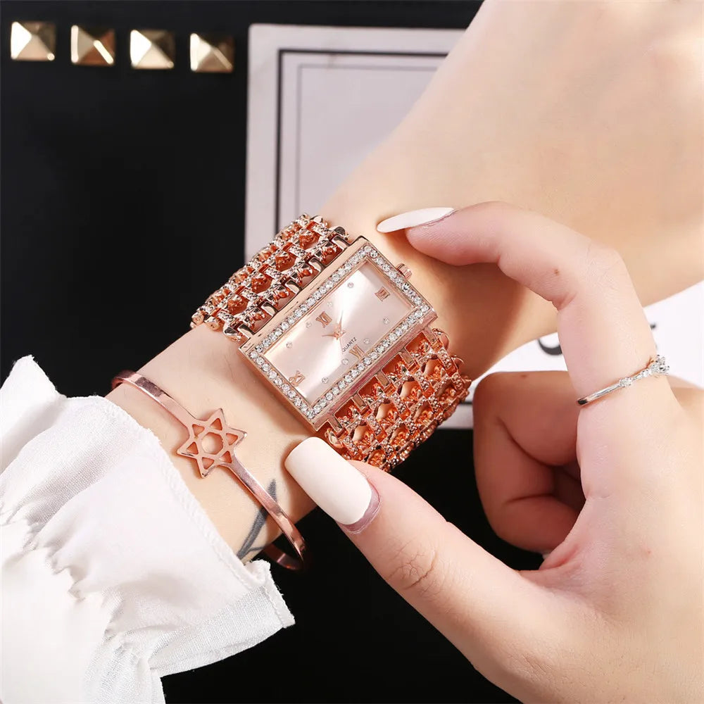 Luxury Noble Gold Ladies Quartz Watch Women's Bracelet
