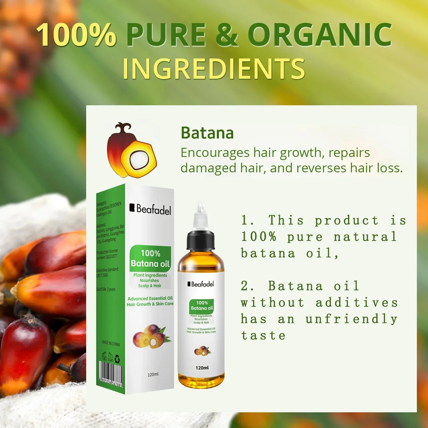 Batana Oil Hair Growth for Men Womenr Anti Hair Loss Scalp Treatment 120ml