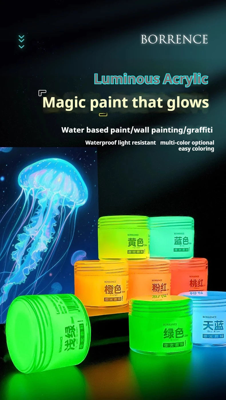 Glow-in-the-dark 20ml Fluorescent Acrylic Pigment