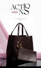 Fashion New Solid Color Women's Bucket Bag Large Capacity Letter Design Small Card Bag Accessories Handbag