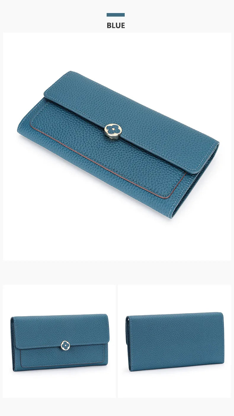 Women's Wallet Full Leather Long Wallet First Layer Cowhide Leather Clutch