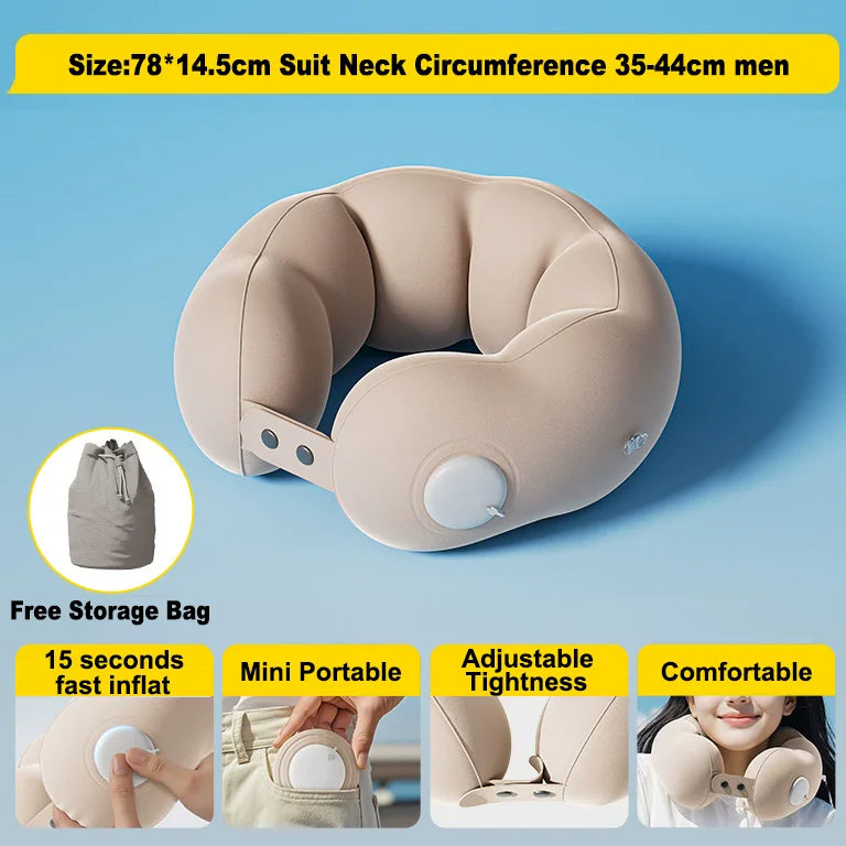 Travel Neck Pillow Inflatable Airplane U-shaped Cervical Orthopedic Portable Foldable
