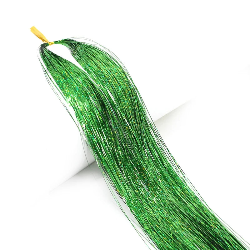 93cm Sparkle Hair Tinsel Rainbow Colored Strands  Hair Extensions Glitter