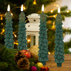 2pc/4pcs Christmas Tree LED Flameless Candles 3D Flame Green Candlesticks Christmas