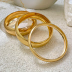 KunJoe 3Pcs Set Smooth Round Big Bangles Punk Heavy Metal 6.5cm Wide Bracelets
